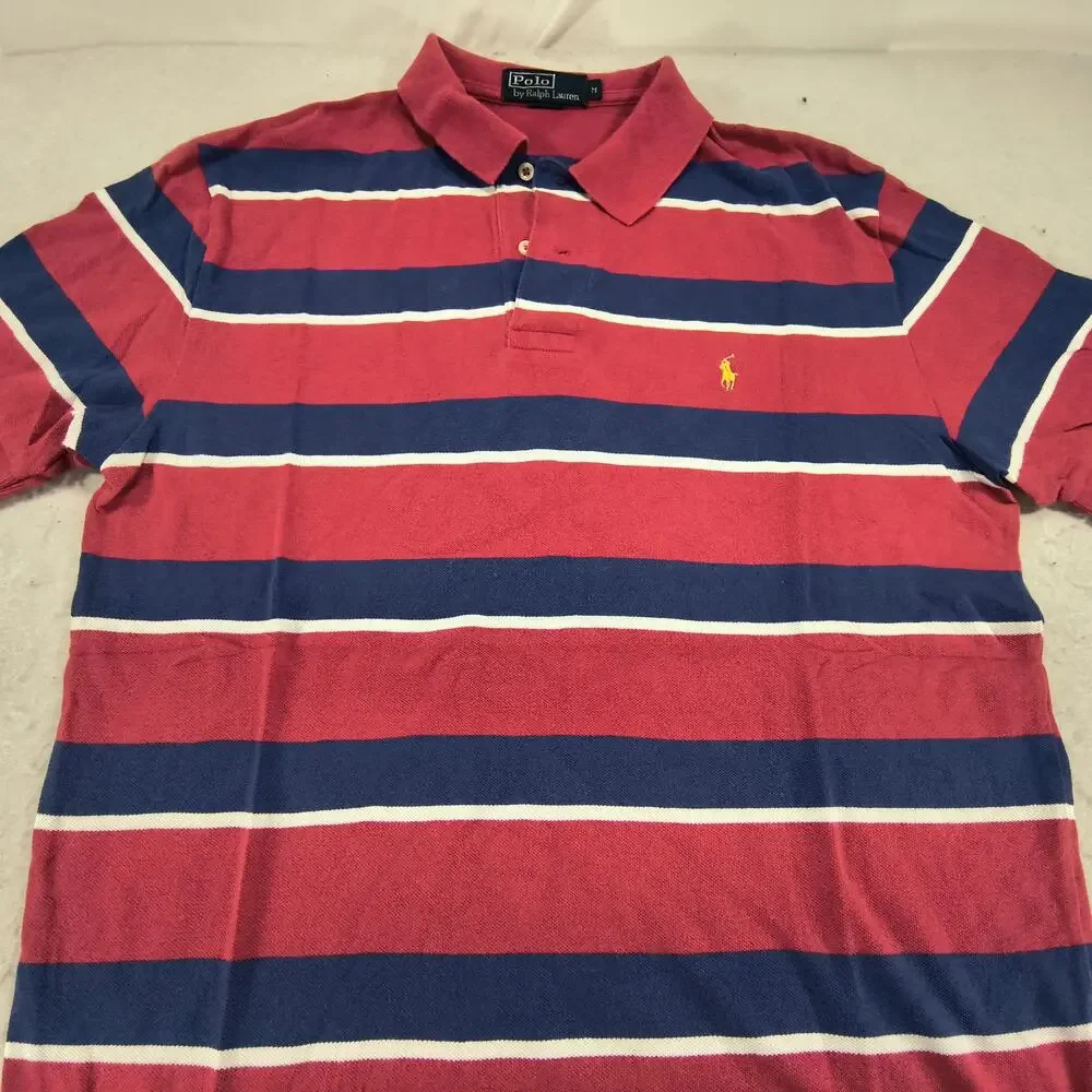 Polo by Ralph Lauren Casual Collared Polo Shirt Mens Size Medium M Red Blue